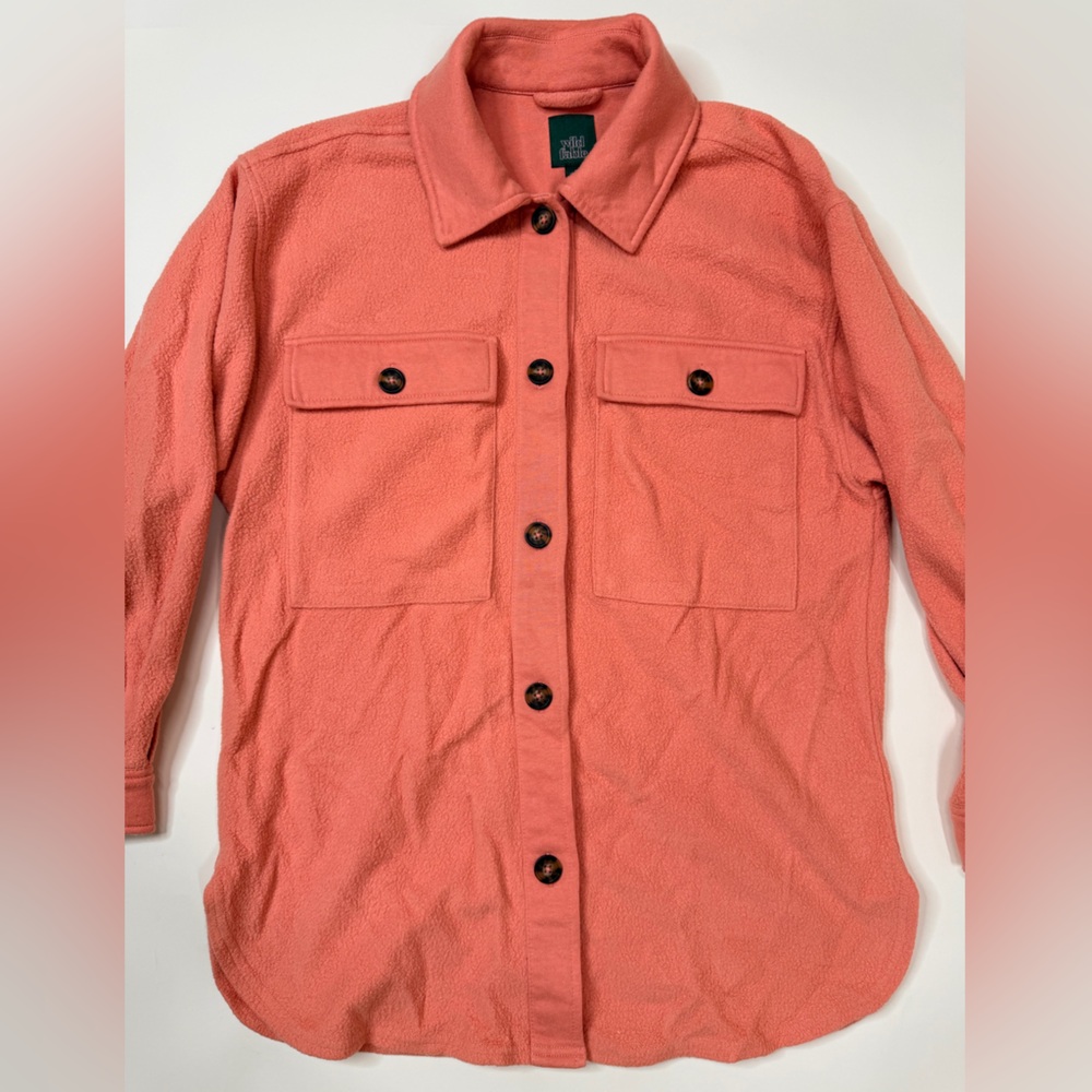 Pink Shacket Brushed Oversized Long Sleeve Button Down Shirt Jacket Fleece Plaid - Picture 6 of 17
